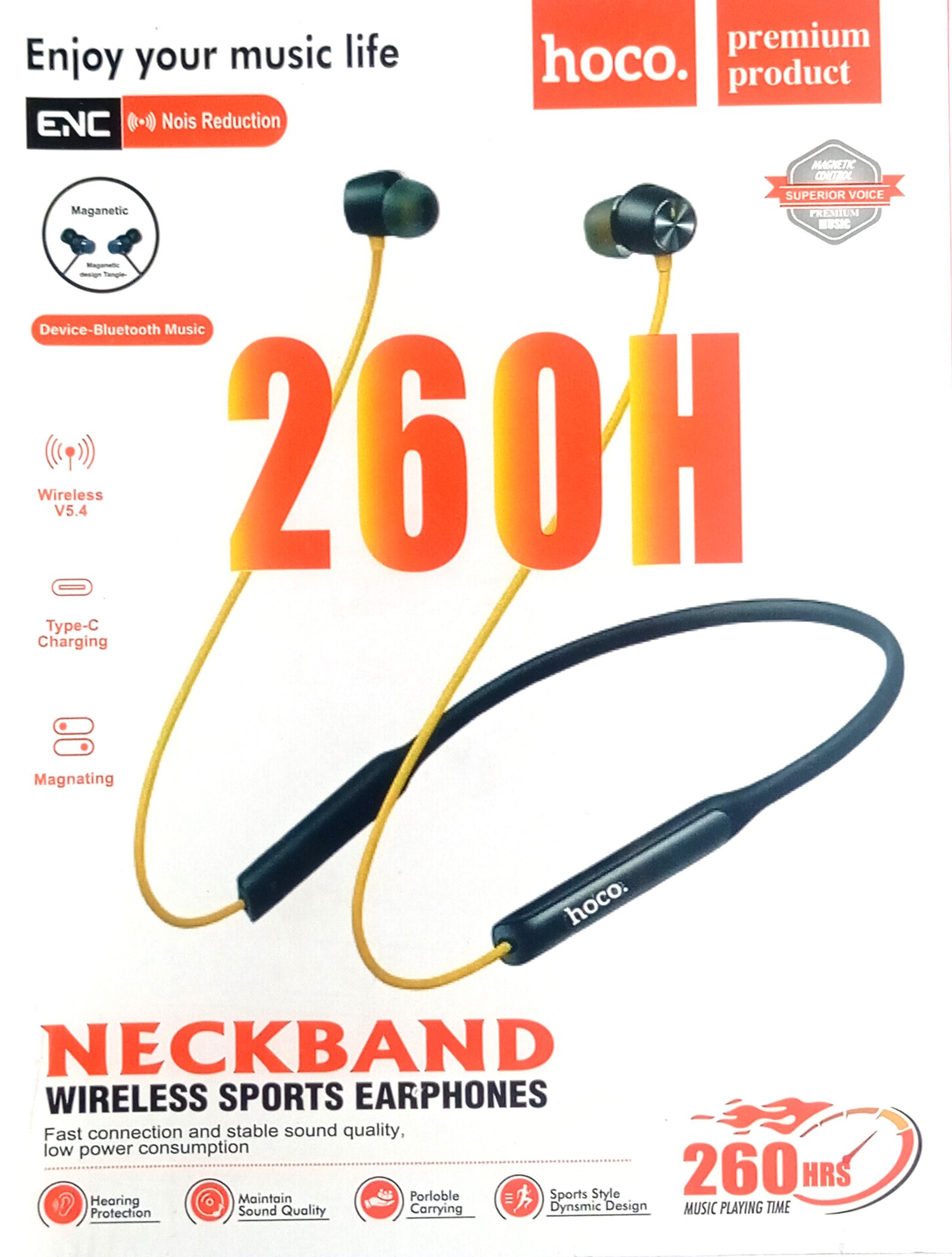 hoco Neckband Wireless Sports Earphones