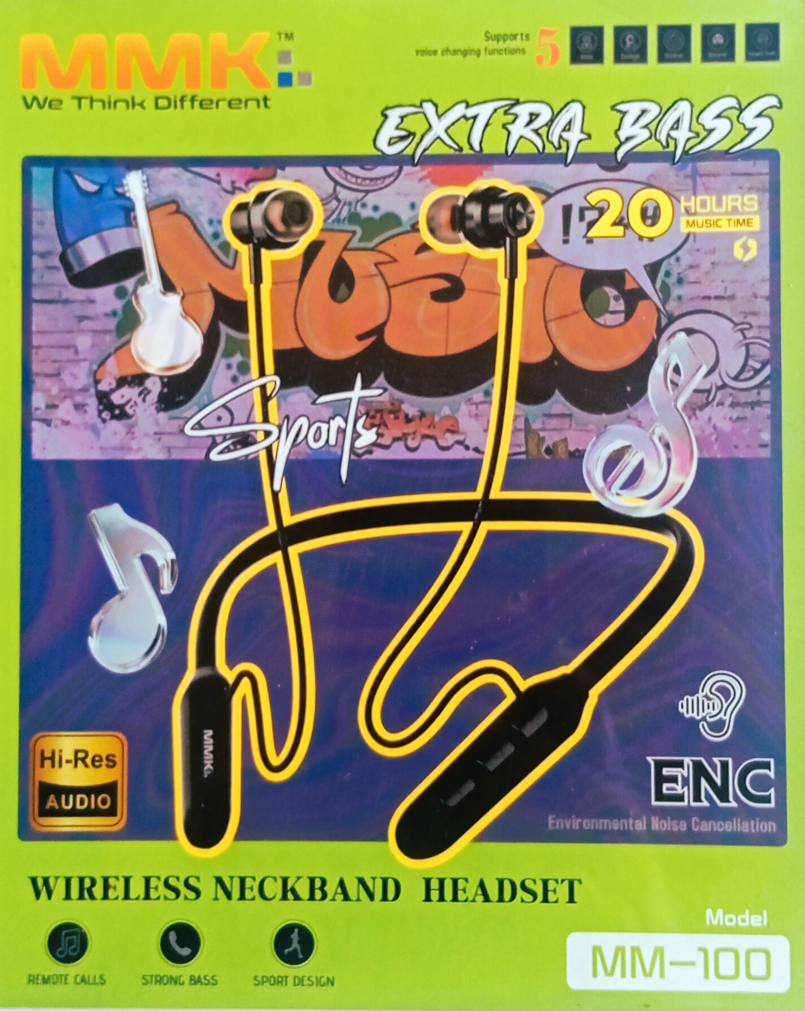 MMK Extra Bass Voice Changing Wireless Neckband Headset